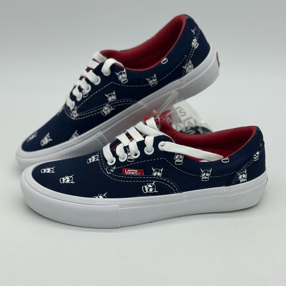 Vans Navy and White Sneakers with Red Accents